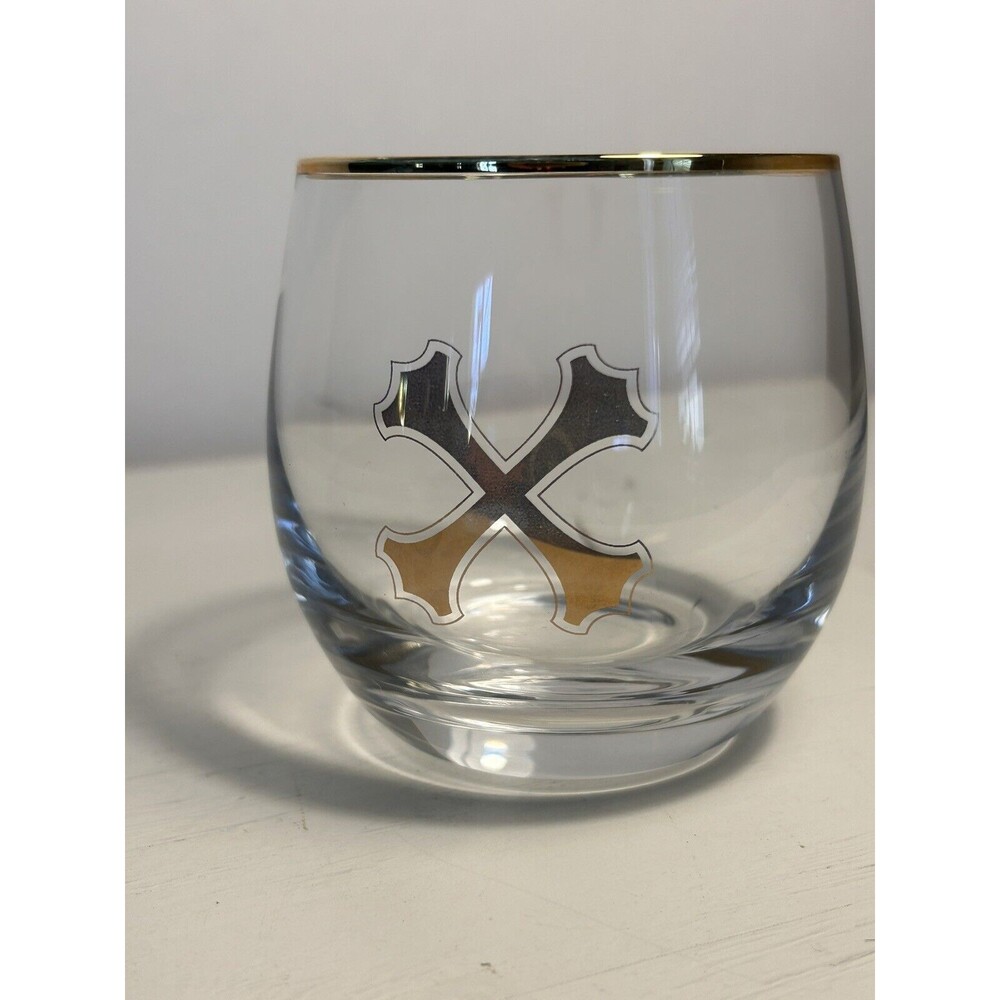 Bumbu Rum Cocktail Glasses Gold Crossbones Lowball Rocks glasses